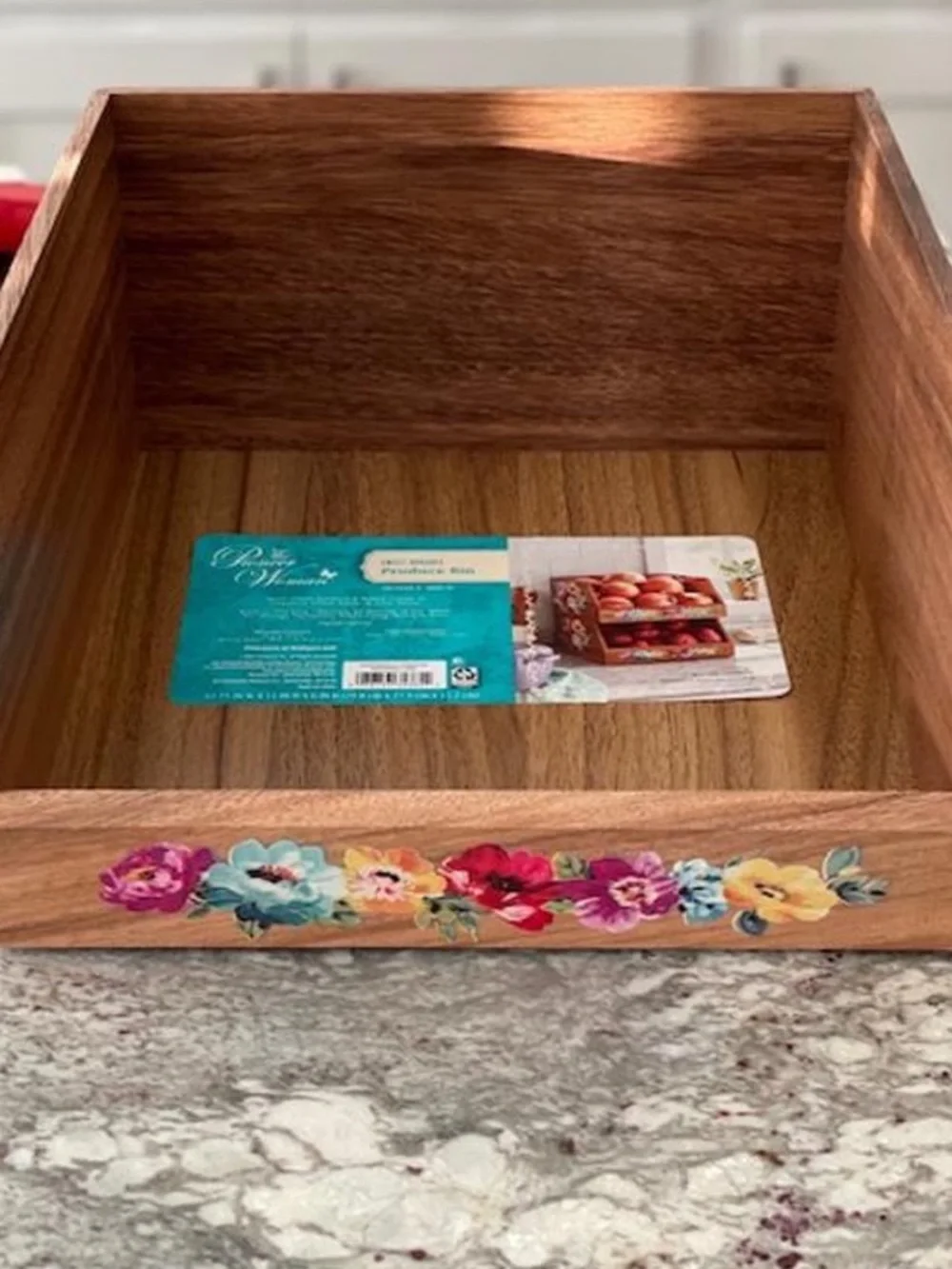 Pioneer Woman Acacia Wood Stackable Storage Bin Organizer, Sweet Romance
